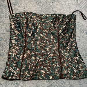 Turquoise corset pleated multicolor zipper and back